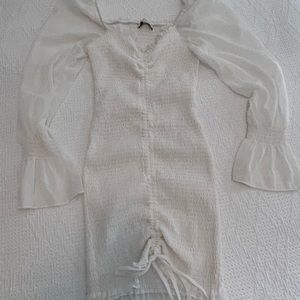 M Boutique bell sleeve white ruched dress size small